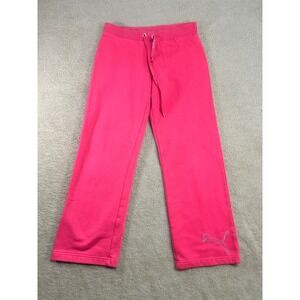 Puma Athletic Sweatpants Joggers Women's Pink‎ Logo Drawstring Casual Size S